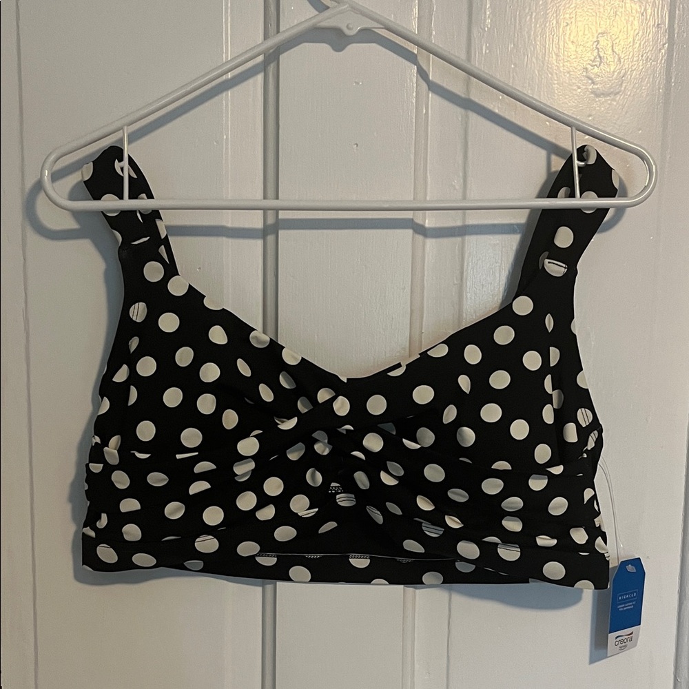 Lands' End Black and White Polka Dot Bikini Top
